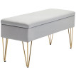 Banc de bout de lit Elos coffre tissu acier gris clair