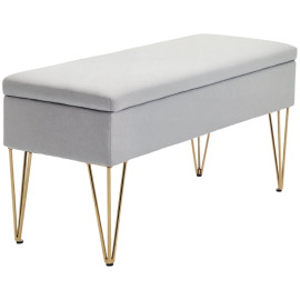 Banc de bout de lit Elos coffre tissu acier gris clair