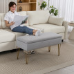 Banc de bout de lit Elos coffre tissu acier gris clair