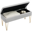 Banc de bout de lit Elos coffre tissu acier gris clair