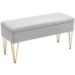 Banc de bout de lit Elos coffre tissu acier gris clair