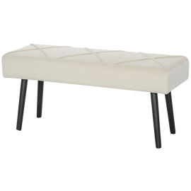 Tabouret de bout de lit Floria velours pieds acier blanc crème