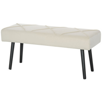 Tabouret de bout de lit Floria velours pieds acier blanc crème
