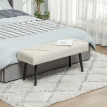 Tabouret de bout de lit Floria velours pieds acier blanc crème