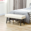 Tabouret de bout de lit Floria velours pieds acier blanc crème