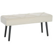 Tabouret de bout de lit Floria velours pieds acier blanc crème