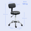 Tabouret Saliel pivotant réglable avec dossier noir