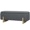 Tabouret de rangement Floros banc rembourré imitation lin gris foncé