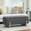 Tabouret de rangement Floros banc rembourré imitation lin gris foncé