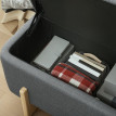 Tabouret de rangement Floros banc rembourré imitation lin gris foncé