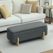 Tabouret de rangement Floros banc rembourré imitation lin gris foncé