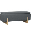 Tabouret de rangement Floros banc rembourré imitation lin gris foncé
