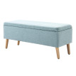 Banc Loruo coffre de rangement rembourré en lin vert clair