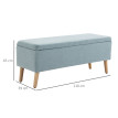 Banc Loruo coffre de rangement rembourré en lin vert clair