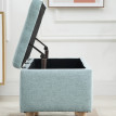Banc Loruo coffre de rangement rembourré en lin vert clair