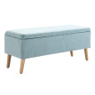 Banc Loruo coffre de rangement rembourré en lin vert clair