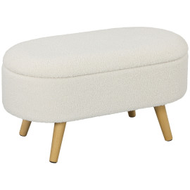 Banc de rangement Helas bout de lit rembourré teddy blanc