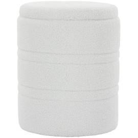 Pouf de rangement Emvik sherpa réversible salon chambre blanc