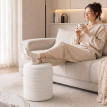 Pouf de rangement Emvik sherpa réversible salon chambre blanc