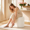 Pouf de rangement Emvik sherpa réversible salon chambre blanc