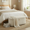 Ottomane de rangement Falisara banquette velours côtelé beige