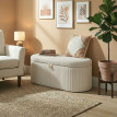 Ottomane de rangement Falisara banquette velours côtelé beige