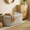 Ottomane de rangement Falisara banquette velours côtelé beige