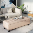 Banc coffre Isova rembourré boutonné rangement beige