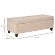 Banc coffre Isova rembourré boutonné rangement beige