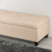 Banc coffre Isova rembourré boutonné rangement beige