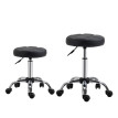 Helvier Tabourets roulants réglables pivotants simili cuir noir