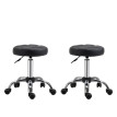 Helvier Tabourets roulants réglables pivotants simili cuir noir