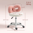 Darais tabouret à roulettes dossier réglable tissu peluche rose blanc