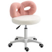 Darais tabouret à roulettes dossier réglable tissu peluche rose blanc