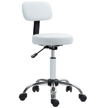 Tabouret Rales pivotant réglable à roulettes blanc