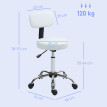 Tabouret Rales pivotant réglable à roulettes blanc