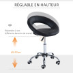 Tabouret de massage Melria à roulettes pivotant réglable noir
