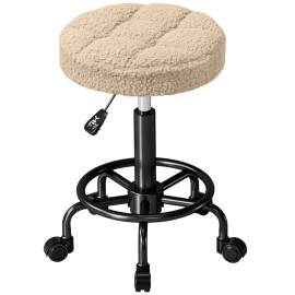 Tabouret de salon Merrio pivotant à roulettes réglable marron