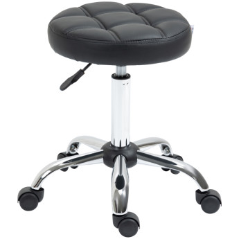 Tabouret de salon Paloria pivotant réglable en hauteur similicuir noir argent