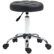 Tabouret de salon Paloria pivotant réglable en hauteur similicuir noir argent