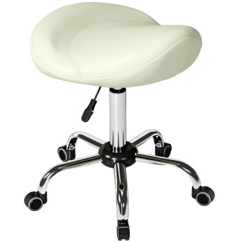 Tabouret selle Lumiel réglable roulant ergonomique crème