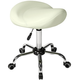 Tabouret selle Lumiel réglable roulant ergonomique crème