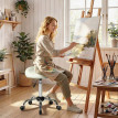 Tabouret selle Lumiel réglable roulant ergonomique crème