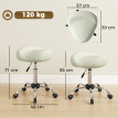 Tabouret selle Lumiel réglable roulant ergonomique crème