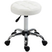 Tabouret de salon Verrio pivotant réglable en hauteur similicuir blanc argent