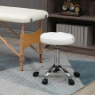 Tabouret de salon Verrio pivotant réglable en hauteur similicuir blanc argent