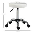 Tabouret de salon Verrio pivotant réglable en hauteur similicuir blanc argent