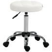 Tabouret de salon Verrio pivotant réglable en hauteur similicuir blanc argent