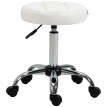 Tabouret de salon Verrio pivotant réglable en hauteur similicuir blanc argent