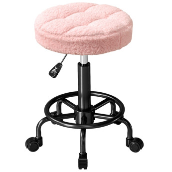 Tabouret Rivac réglable pivotant roulant salon rose